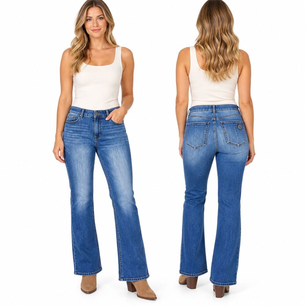 Democracy Women's Jeans Size 12 Bootcut Flare Medium Wash Stretch Denim